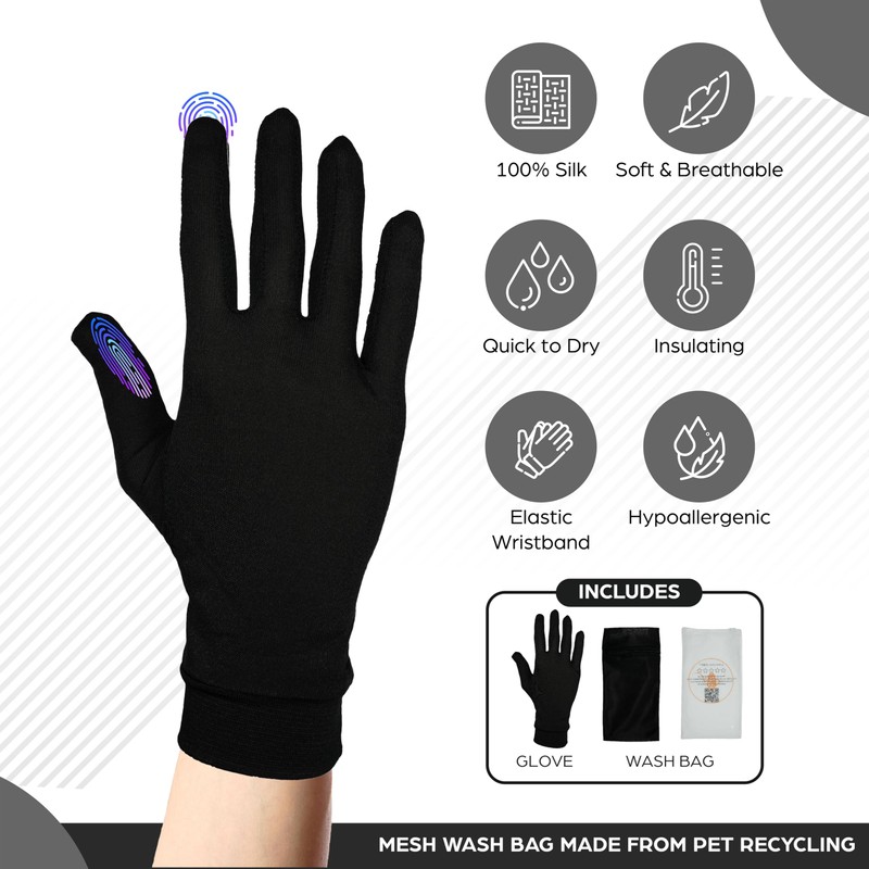 Pure Silk Glove Liners | Soft & Comfortable | Inner
