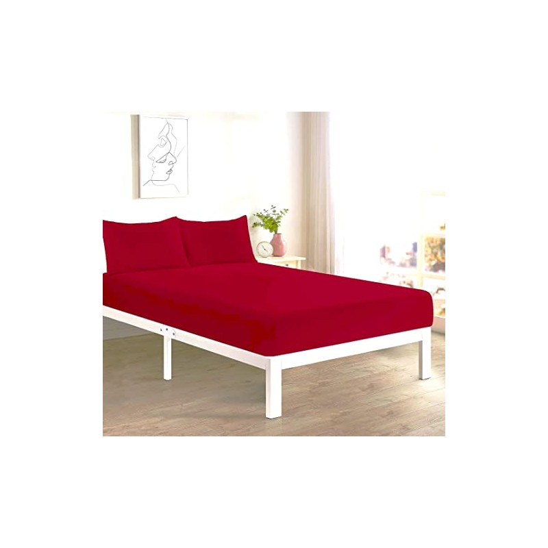 Fitted Bed Sheet With FREE MATCHING 2 X PILLOW CASES