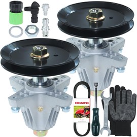 NIDAIFEI 2 Pack Greased 918-06991 Spindle Assembly with 954-04060C Belt 490-900-M061 Deck Wash Kit Replaces Troy Bilt 918-06991, 618-06991, 918 06991 for Huskee LT4200 T110 T1200 T1000 Tractors