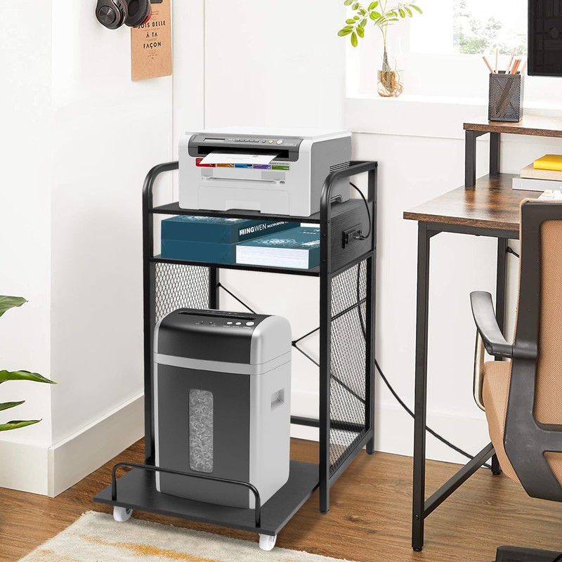 3-Tier Printer and Shredder Stand with Pull Out Shelf, 20"