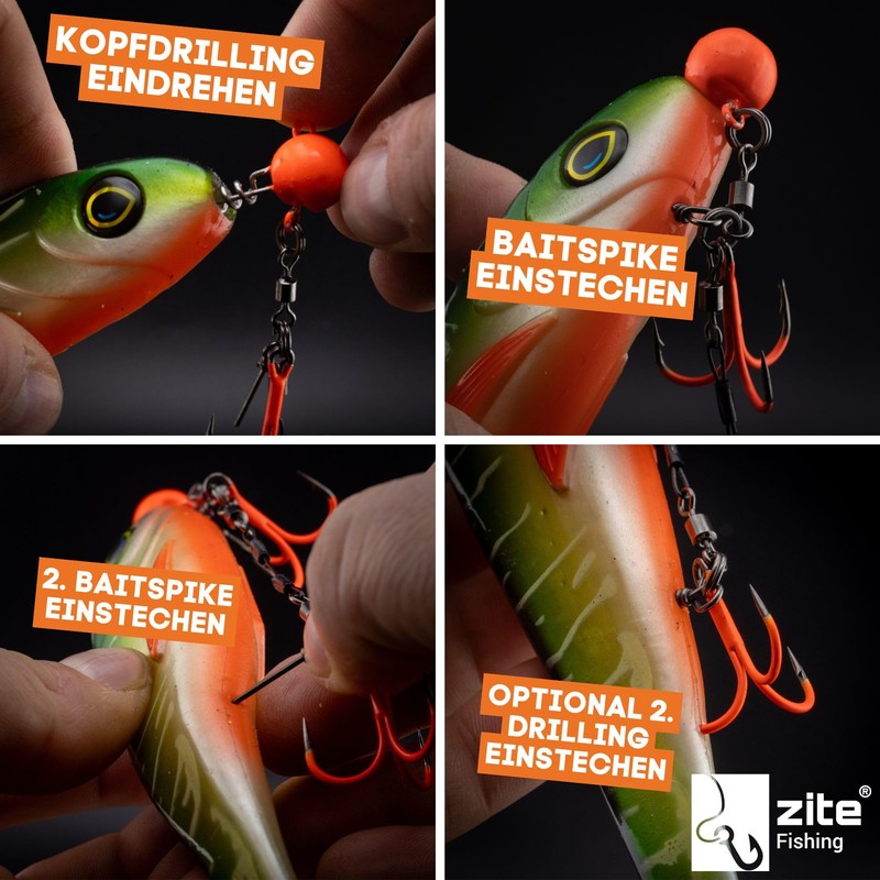 Zite Fishing Pike Treble System UV Active Size S 9