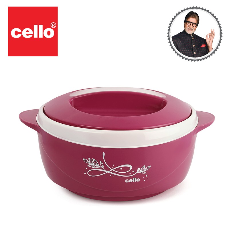 Cello Sapphire Insulated Inner Steel Casserole for Roti, 1250ml, Pink