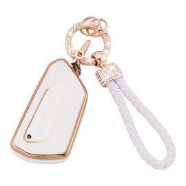 EKALA - Funda para Llave de Volkswagen con cordón para Llavero, 3 Botones de TPU Suave para Llaves de Coche Compatible con VW Golf 8 ID.3 ID.4 Seat Leon Tarraco Ateca 2020-2022 (Vlw-3D)