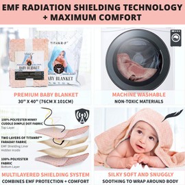 Mission Darkness TitanRF Radiation Shielding Baby Blanket (Pink) - 30" x 40" (76cm x 101cm) Ultra-Soft Minky Dot Design with EMF Radiation Protection