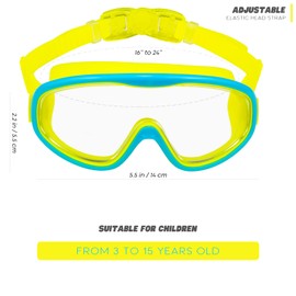 KAILIMENG - Gafas de natación para niños, sin fugas, antiniebla, protección UV, con clip para la nariz y tapones, para los oídos para niños de 3 a 15 años (Azul amarillo y rojo negro, 2 unidades)