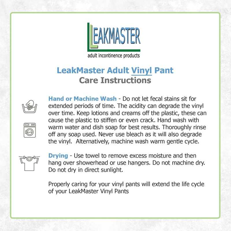 LeakMaster Adult Pull-On Vinyl Plastic Pants - Soft, Quiet and