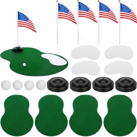 Moriintl 4 Set Golf Centerpieces Table Decorations Golf Party Supplies Including Ball Sand Trap Red Flag Plastic Flag Stand for Sport Themed Birthday Party Decor (Green Golf centerpieces set1)