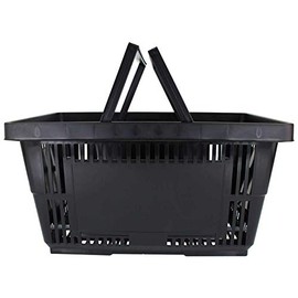 Plastic Shopping Baskets w/Handles - Quantity 1 - Color: Black - Eco Friendly Reusable Retail Store/Grocery Basket - Better Than Paper or Plastic Bags