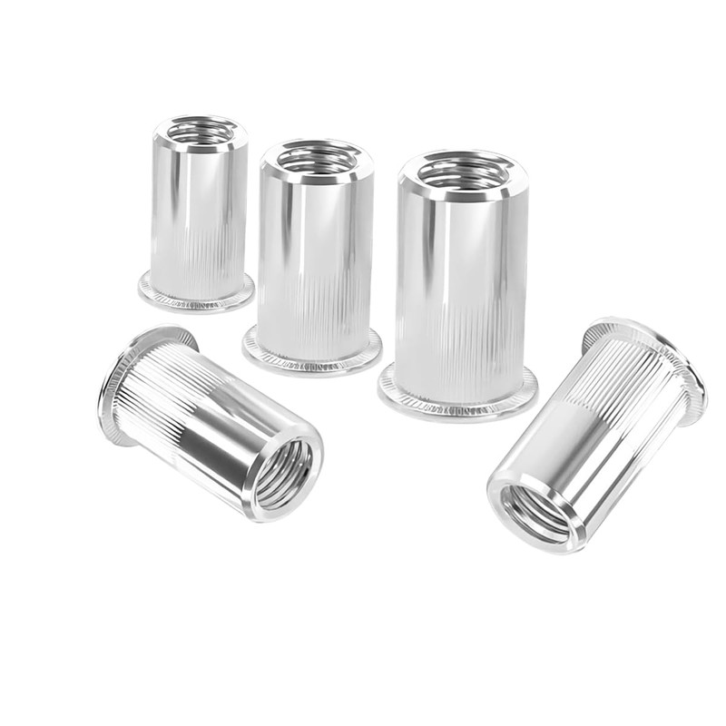 Qrity 50 PCS Rivet Nut, Stainless Steel Flat Head Threaded
