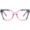 Zeelool Square Eyeglasses Frames for Women Pink Leopard Glasses Fashion