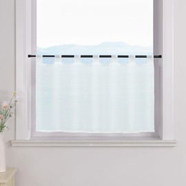 Eslir Sliding Curtain with Loops Kitchen Bistro Curtains Transparent Curtains, Short Curtain, Net Curtain, Voile, Pack of 1