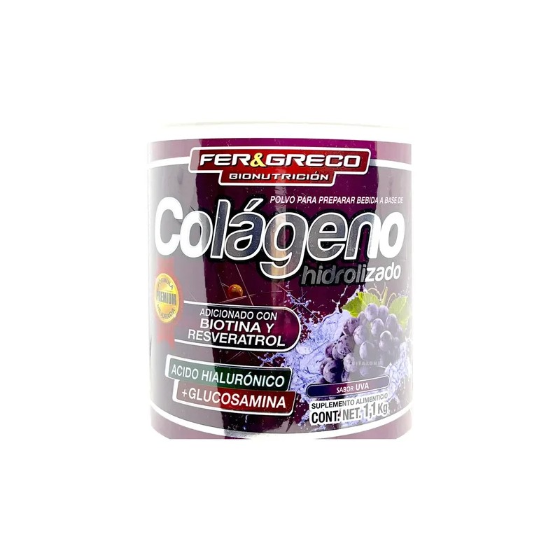 Colágeno Hidrolizado Glucosamina Biotina Uva 3 Botes De 1.1