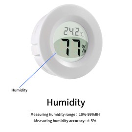 2Pcs Mini Round Hygrometer Thermometer Digital LCD Monitor Meter Gauge Indoor Outdoor Humidity Temperature Gauge for Humidifiers Dehumidifiers Greenhouse Basement Babyroom Fahrenheit or Celsius White