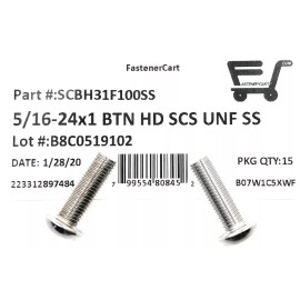 FAS (15) 5/16-24X1 Button Head Socket Cap Screw Stainless Steel FINE THREAD