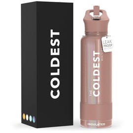 Coldest Insulated Water Bottle with Straw Lid - Stainless Steel Metal Insulated Bottle for Men & Women (Golden Rose Glitter, 40 oz)