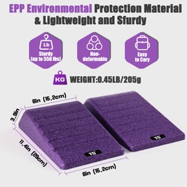 Squat Wedge Block 2PCS Non Slip Professional Ramp - 550 LBS Weight Capacity - Slant Board for Calf Stretching - Calf Stretcher Slant Board - Yoga Blocks (Purple)