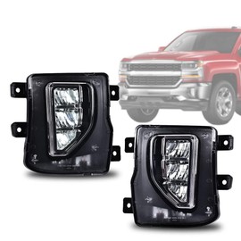 G-PLUS LED Fog Light Compatible with Chevy Silverado 1500 2016-2018,Bumper Lamps Driving Fog Lamps w/Switch (Clear lens)