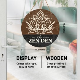 HSNBT Zen Den Room Wall Decor, Yoga Studio Room Wall Decor Meditation Spiritual Room Door Lotus Flower Wooden Hanging Sign Decorations, Gifts for Meditation Yoga Lover
