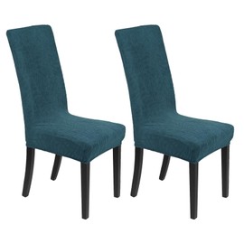 M METERXITY 2-Pack Waterproof Chair Cover, Dining Room Stretch Jacquard Chair Covers Protectors Removable Washable Chair Slipcovers for Home/Hotel/Restaurant [Dark Green]