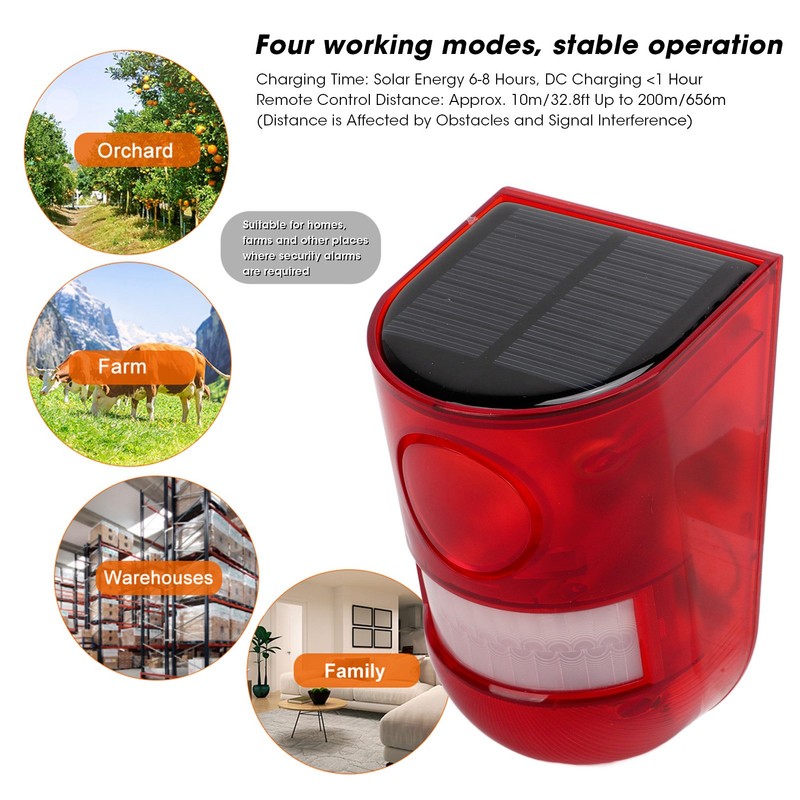 Solar Alarm Solar IP65 Waterproof Solar Alarm Light with Remote