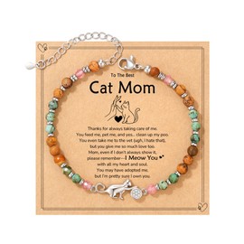 ASKRAIN Cat Gifts for Women, Gifts for People Who Love Cats Cat Mom Lover Christmas Bracelet Jewelry Gifts Funny Cats Themed Gift Stocking Stuffers for Women