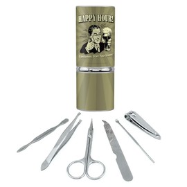 Happy Hour Gentlemen Start Your Livers Funny Humor Stainless Steel Manicure Pedicure Grooming Beauty Care Travel Kit