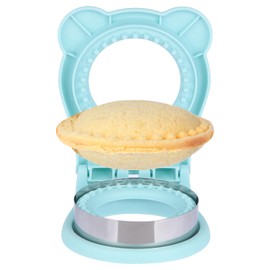 Sandwich Cutter and Sealer, Stainless Steel Uncrustable Sandwich Maker with Crimper，Round Circle Shape for Peanut Butter Jelly, Pancake, Cookie，Crustless Bread Sealer for Kids Lunchboxes (Light Blue)