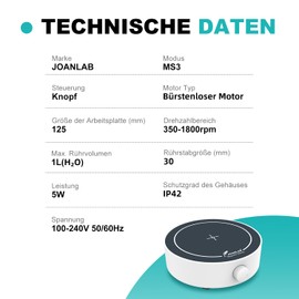 JOANLAB Lab Mini Magnetic Stirrer Plate Mixer 3000 ml Magnetic Stirrer Plate Set with Stirrer Bars and Retriever