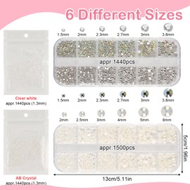 5820 Pieces Rhinestones Nails, Glitter Stones Nails and Semicircular Beads, AB Crystal Rhinestones, Flatback Nail Stones with Tweezers and Pen for Nail/DIY (Multiple Sizes and Colours)