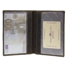 Greenburry Vintage Leather ID Folder Document Folder Hunting Licence Case 328, olive