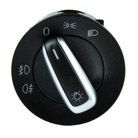 GHXSport - Interruptor de faros delanteros cromados Contorl 5ND941431A para Golf Jetta MK5 / Golf Jetta MK6 / Passat B6 / Passat CC / 2005-2010 VW TIGUAN Touran / 2004-2011 Caddy / 2008-2011 VW