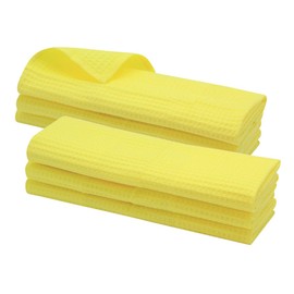 Gariella - Set of 6 tea towels / yellow / 100% cotton / with hanger / 70 x 50 cm / waffle pique / catering quality / kitchen towel / cleaning cloth / waffle pattern / absorbent / robust