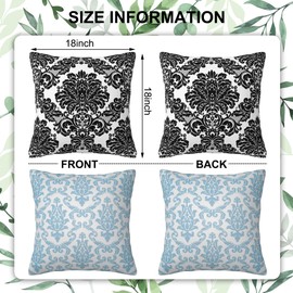 Naqiuli Throw Pillow Cover Case Damask Pillow Covers 18x18 Inch Set of 2,Soft Decorative Throw Pillow Case for Living Room Bedroom Sofa Couch Cushion Covers