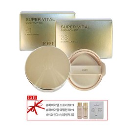 IOPE 아이오페 슈퍼바이탈 쿠션 EX 21호/23호 본품16g+리필16g 2종중 선택 / NEW 6세대 신형 Iope Super Vital Cushion EX No. 21/23 Full Size 16g + Refill 16g Choose One / NEW 6th Generation Model [Light Beige No. 21 6th Generation]