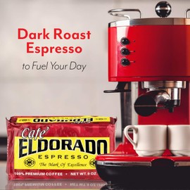 Eldorado Coffee Roasters Finely Ground Dark Roast Espresso - Café Eldorado Espresso - 9oz Brick - Espresso Roast - Central and South America
