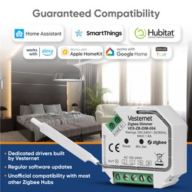 Vesternet Zigbee Smart Dimmer Module (Neutral Optional) | Smart Home Control In-Wall Dimmer Module with Energy Monitoring | Compatible with Home Assistant, SmartThings & Hubitat