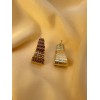 WeienWeier - Aretes Trapecio Cadenas Diamantes Cafés Diseño Coreano (1pz)