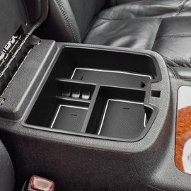 HGWEI Center Console Organizer Compatible with 2007-2014 Chevy Silverado GMC Sierra Avalanche Tahoe Suburban Yukon Yukon XL Accessories, Floor Mounted Center Console ONLY, White Trim