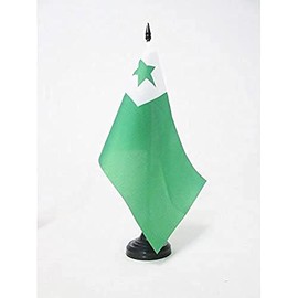 AZ FLAG Esperanto Table Flag 5'' x 8'' - international auxiliary language Desk Flag 21 x 14 cm - Black plastic stick and base
