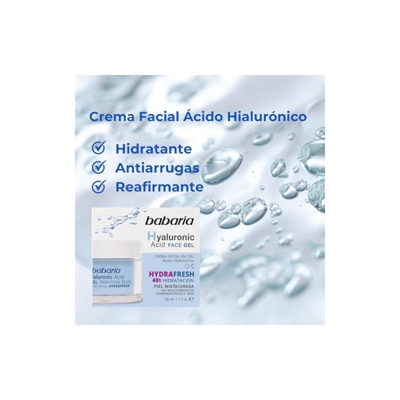 Babaria Crema Gel Hidratante Facial con Ácido Hialurónico