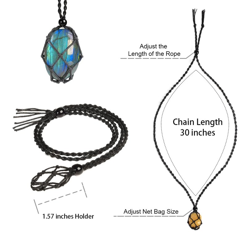 weryerker Natural Gemstone Labradorite Pendant Necklace Healing Crystal Stone Pendant
