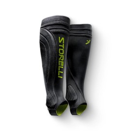 Storelli Medium Black Shin Guards with Impact Protection and UV Resistance for Soccer