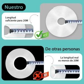 Naiwant 20m Cinta Nano Adhesiva De Doble Cara 20M x 3cm x 1mm Lavable Reutilizable Lavable A Prueba De Agua
