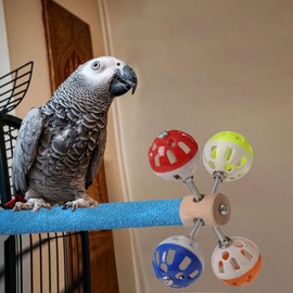 Luxury Parrot Exercise Perch with Rotating Chew Toys, Wooden Bird Cage Accessories, Boredom-Relieving Mouth Grinding & Claw Scratching Post, for Parakeets and Other Birds (blue)