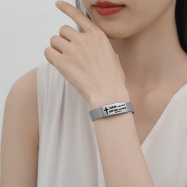 AOAMID Bible Verse Bracelet-Stainless Steel Scripture Quotes Inspirational Bracelet Faith Christian Bracelet for Women, Christmas gift for women (IM1485-With God all)