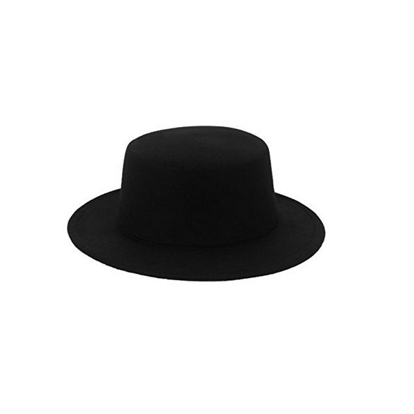 ASTRQLE Fashion Classic Black Wool Blend Fedora Hat Brim Flat Church Derby Cap