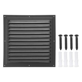 PATIKIL 10"x10" Aluminum Gable Vent, Exterior Wall Outlet Vent Square Soffit Vent HVAC Louver Air Grille with Built-in Screen for House Attic Garage Ceiling, Black