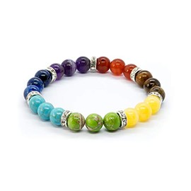 WICCSTAR Chakra Bracelet with Jewellery Pouch & Meaning Card. Anxiety Bracelet