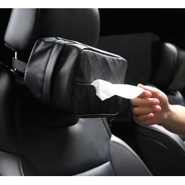 SENYAZON Car Tissue Holder, Extra Large Tissues Box Cover for Car Backseat, Ideal for Organization and Daily Use, Fits for 120 Tissues Box (Black)