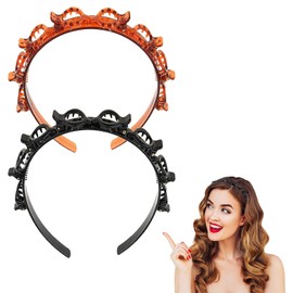 2Pcs Double Bangs Hairstyle Hairpin,DIY Clip Headbands,Multi-Layer Teeth Comb Hair Hoop Headband With Clips Attached,Hairpin Hair Band Styling Tools Double Layer Twist Plait Headband for Women Girls
